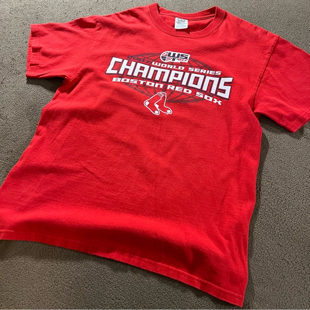 VINTAGE Y2K BOSTON RED SOX 2007 WORLD SERIES CHAMPIONS AUTHENTIC MEDIUM T-SHIRT